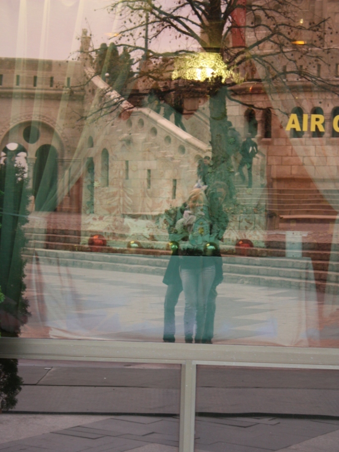 Отражение в окнах отеля Хилтон в Будапеште